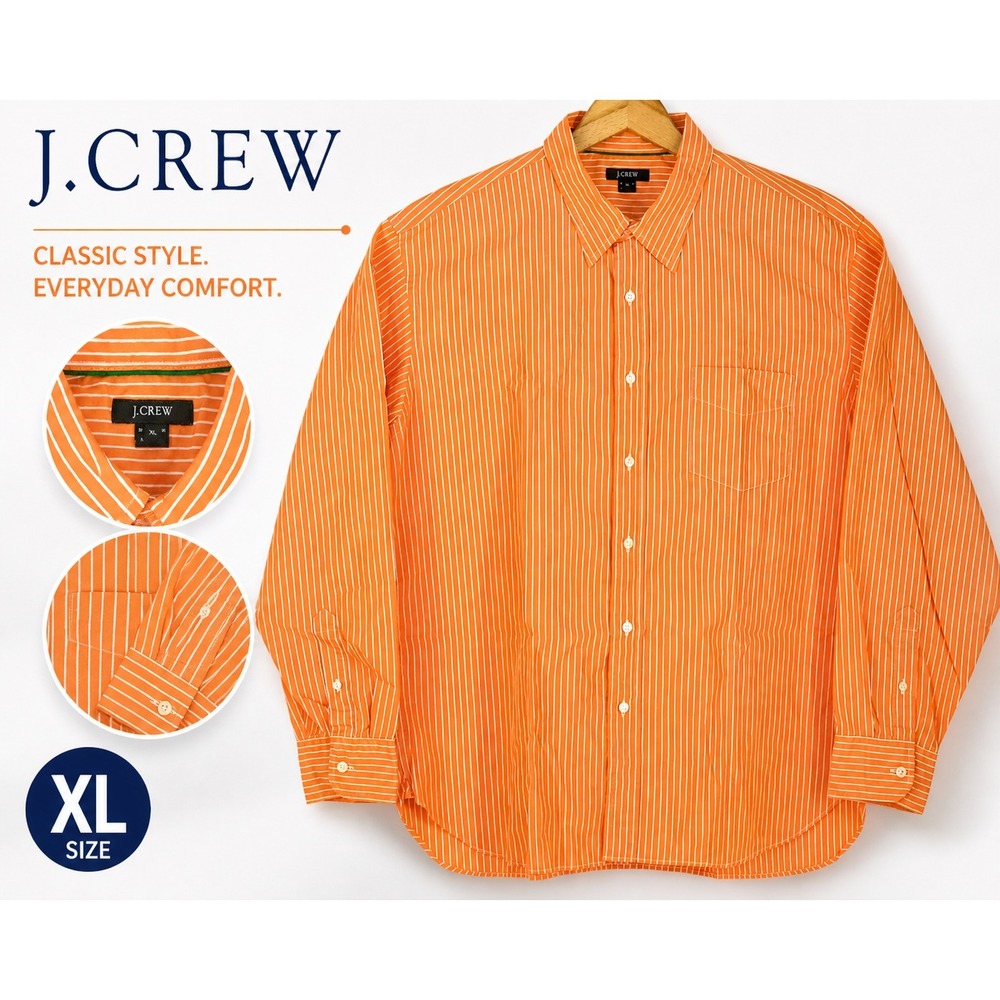 J Crew Striped Button Up Shirt Men's XL 100% Cotton Heritage Classic Fit Preppy
